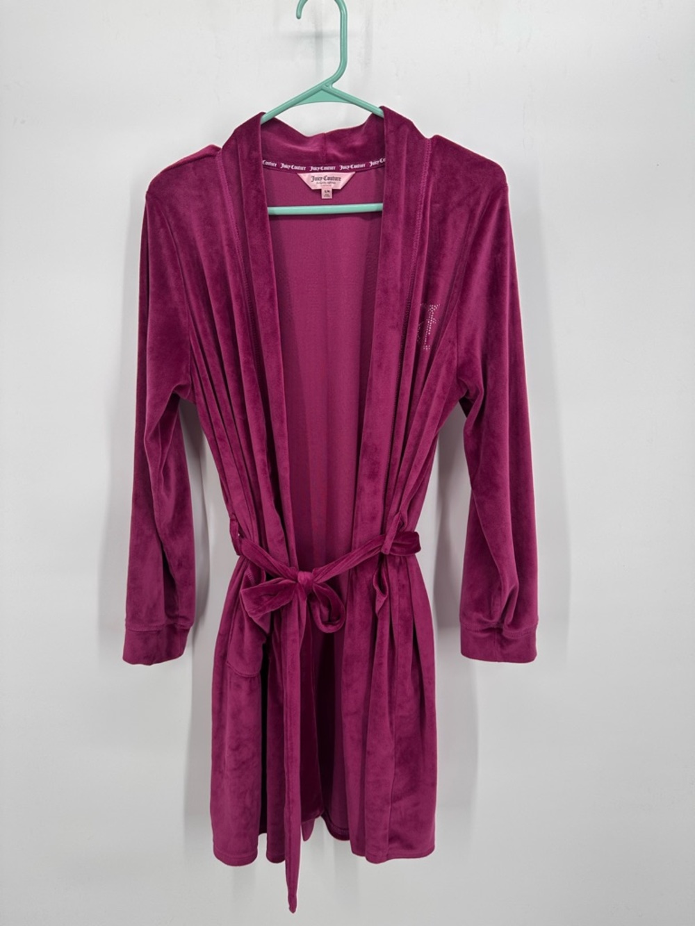 Juicy Couture Embellished Rhinestone Velour Wine Robe Size S/M